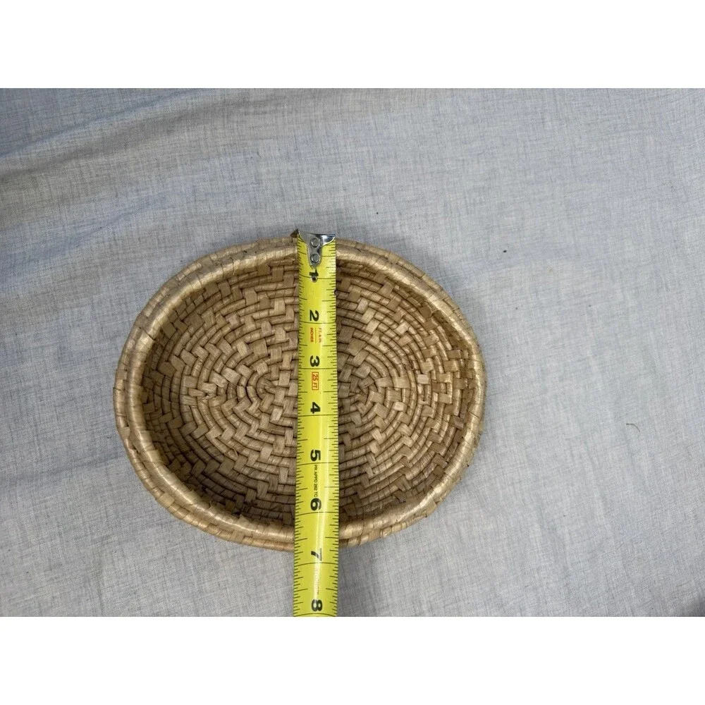 Vintage Rooster Chicken Handmade Woven Wicker Basket W/Lid Boho Rattan Farmhouse